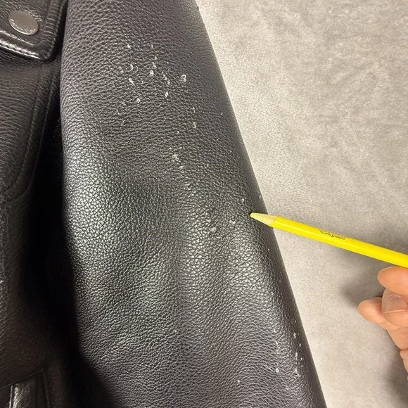 Calvin Klein Bomber Jacket Black Faux Leather Faux Fur Lined Men's Size XL - Picture 13 of 13